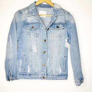 Altar’d State Distressed Denim Jacket Size XS